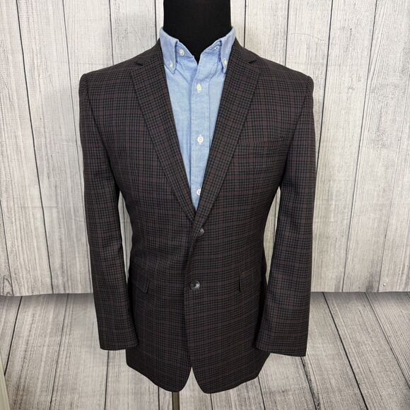 Original Penguin 40S Multicolor Check Polyester Blend Dual-Vent Sports Coat - Picture 1 of 8